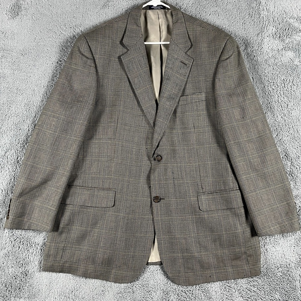 Vintage Chaps Ralph Lauren 100% Wool Sport Coat Blazer Men's 44R Plaid Academia